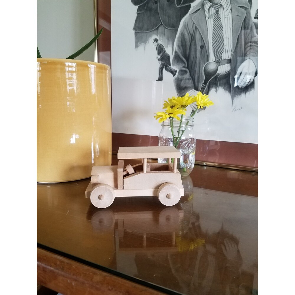 Vintage Handcarved Wooden Toy Car
